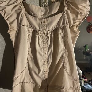 Women's Cream Ruffled Top